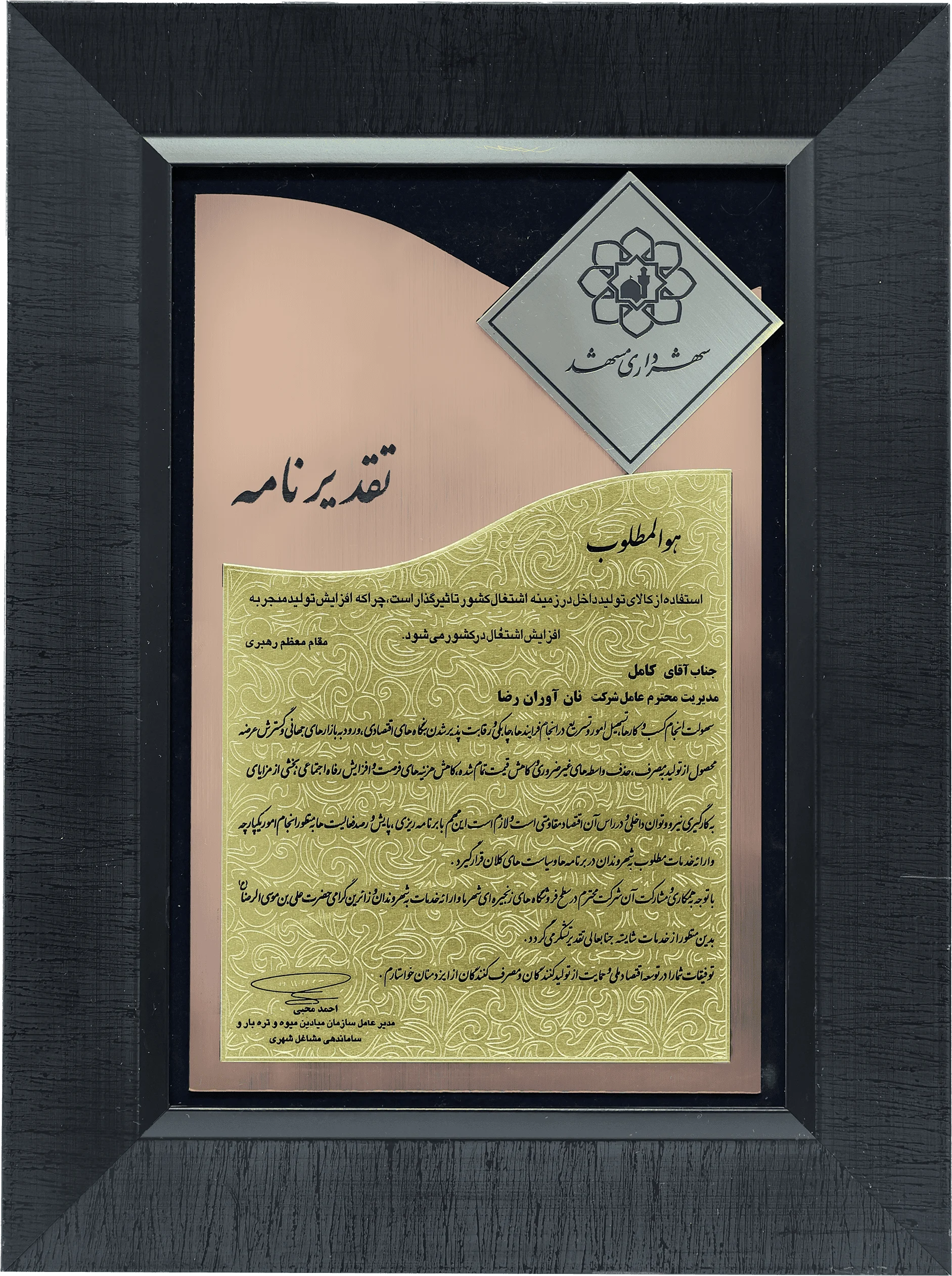 تقدیر از کارآفرینی و تولید ملی